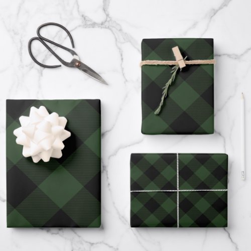 Buffalo Plaid Rob Roy Check Green Plaid Pattern Wrapping Paper Sheets