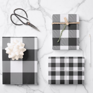 Buffalo Plaid Rob Roy Check White Plaid Pattern Wrapping Paper Sheets