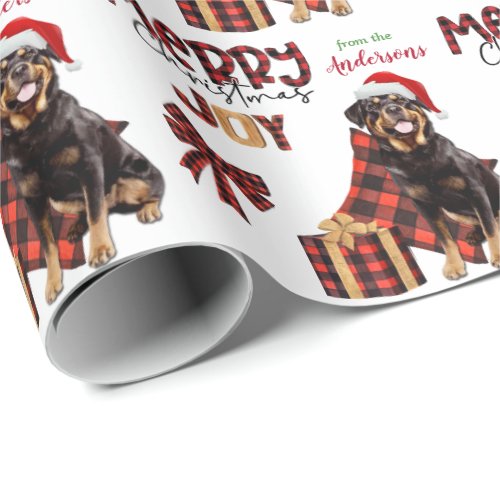 Buffalo Plaid Rottweiler Dog Christmas Wrapping Paper