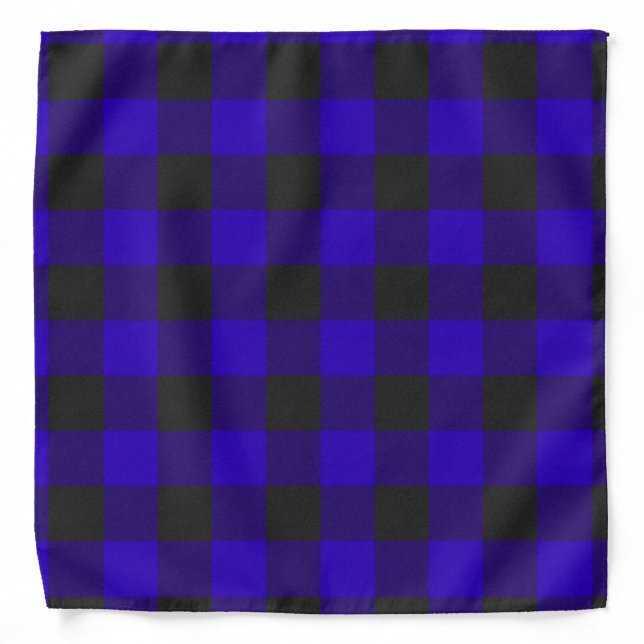 Buffalo Plaid Royal Blue Check Bandana (Front)