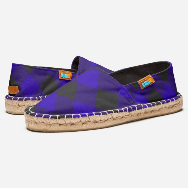 Buffalo Plaid Royal Blue Check Espadrilles (Angled)