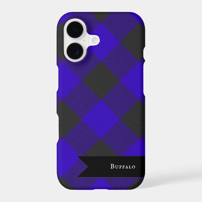 Buffalo Plaid Royal Blue Check iPhone Case (Back)