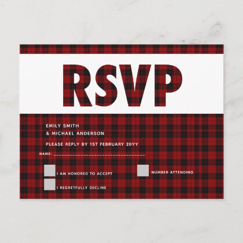 Buffalo Plaid RSVP Card Modern ANY EVENT