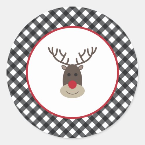 Buffalo Plaid Rudolph Stickers Christmas Holidays