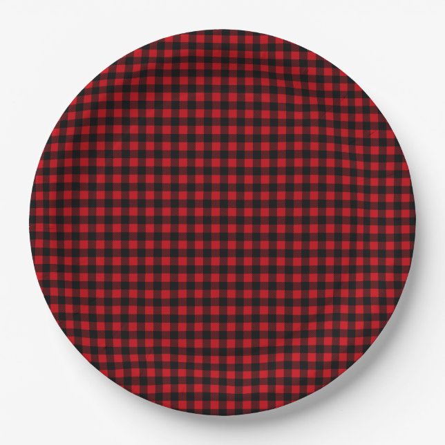 Buffalo Plaid Rustic Cabin Paper Plates (Front)