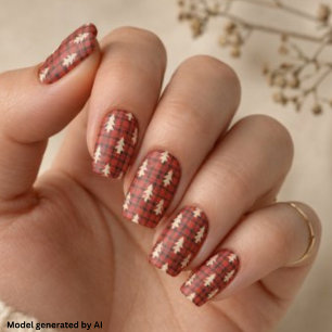 Buffalo Plaid Rustic Christmas Trees Red Minx Nail Art