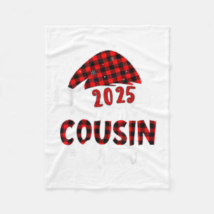 Buffalo Plaid Santa 2025 Cousin Crew Christmas Xma Fleece Blanket