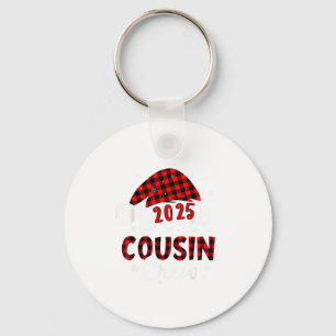 Buffalo Plaid Santa 2025 Cousin Crew Christmas Xma Keychain
