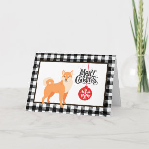 Buffalo Plaid Shiba Inu Holiday Card