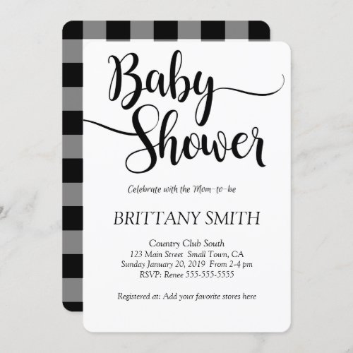 Buffalo Plaid Simple Baby Shower Invitation