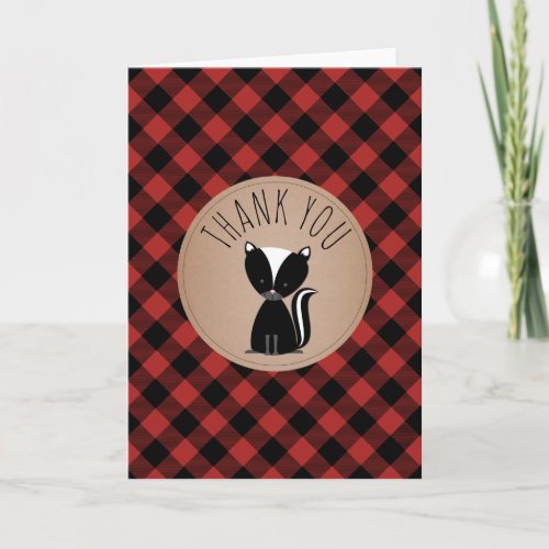 Buffalo Plaid Skunk Baby Shower Thank You