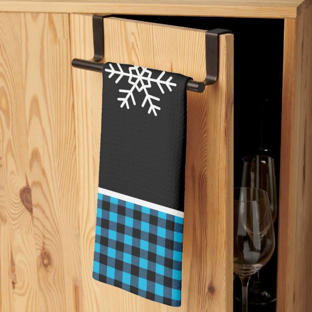 Buffalo Plaid Snowflake Kitchen Towel (Thirds Fold)