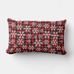 Buffalo Plaid Snowflake Winter Pattern Lumbar Pillow