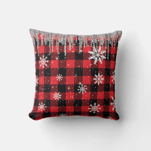 Buffalo Plaid  Snowflakes Throw Pillow