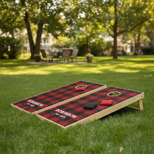 Buffalo Plaid Surname Custom Cornhole Set
