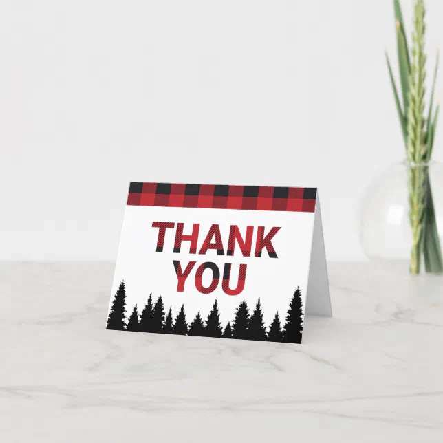 Buffalo Plaid Thank You Card | Zazzle