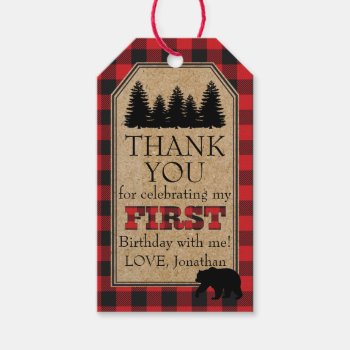 Buffalo Plaid Thank You Tags by PicklesAndPosies at Zazzle