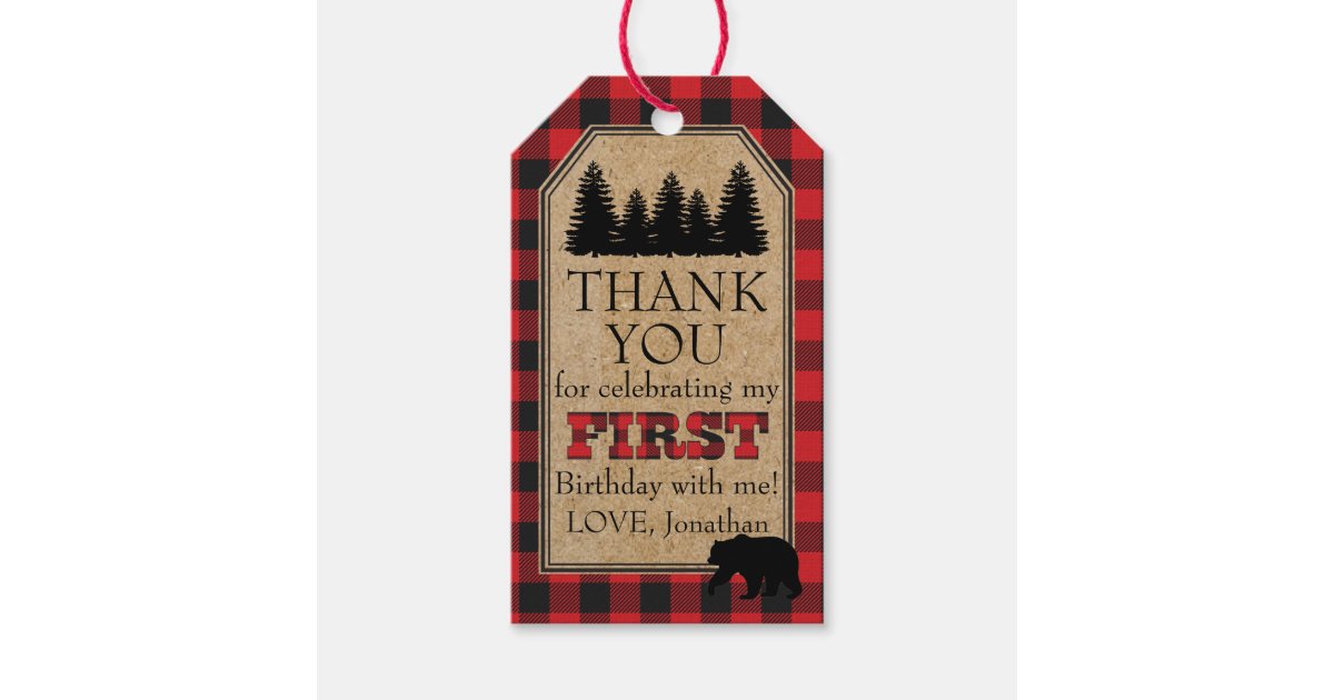 Buffalo Plaid Thank You Tags | Zazzle