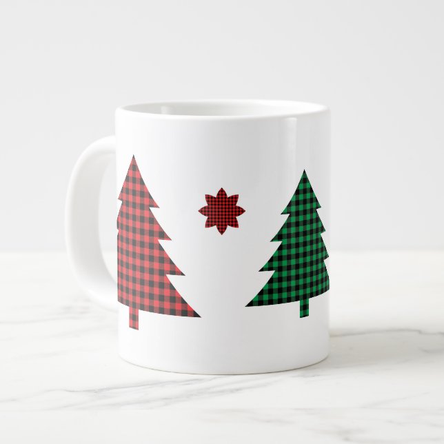 Buffalo Plaid Trees Giant Coffee Mug (Front Left)