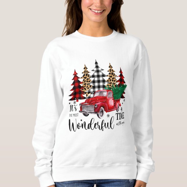 Buffalo Plaid Truck Christmas Sweatshirt (Front)