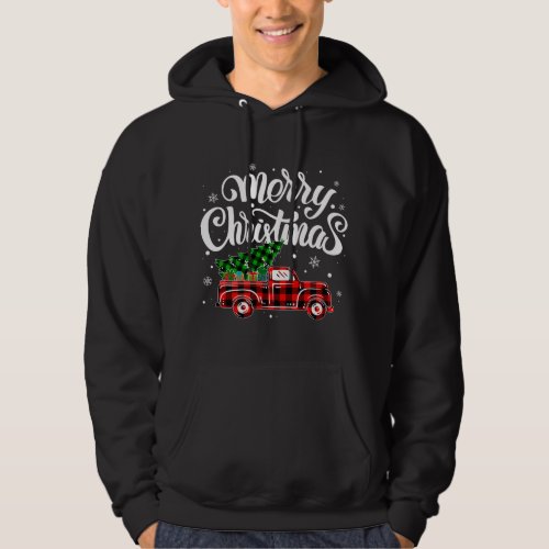 Buffalo Plaid Truck Wagon Christmas Tree Car Xmas  Hoodie