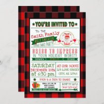 Buffalo Plaid Ugly Sweater Christmas Party Invite