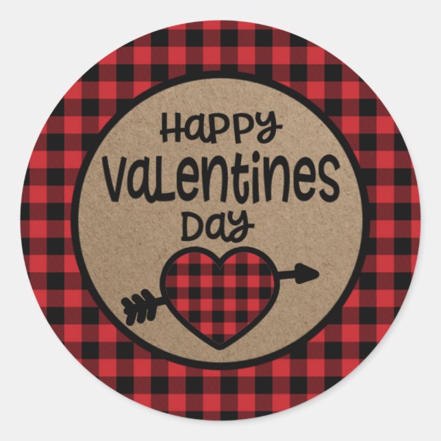 Buffalo Plaid Valentines Day Sticker (Front)