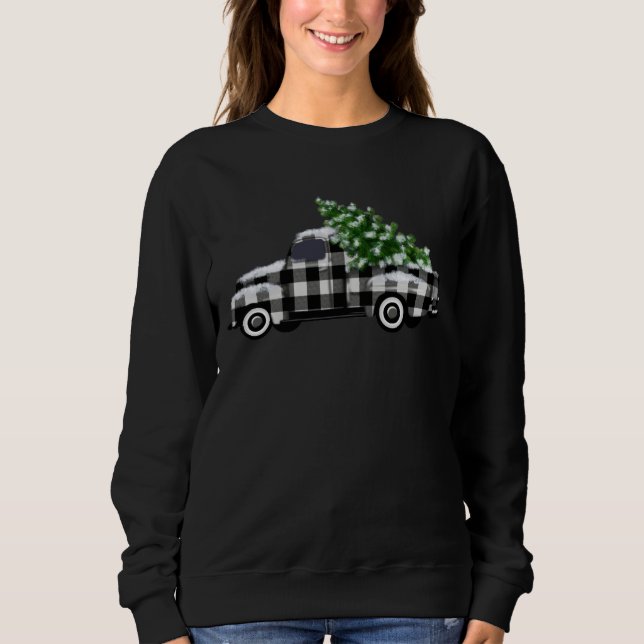 Buffalo Plaid Vintage Pickup Truck Sweatshirt (Front)
