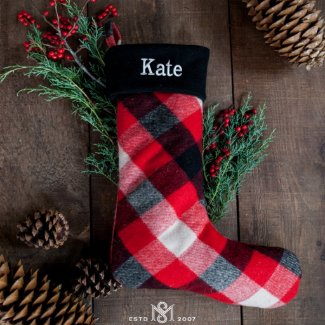 Buffalo Plaid w/ Black Cuff Christmas Stocking