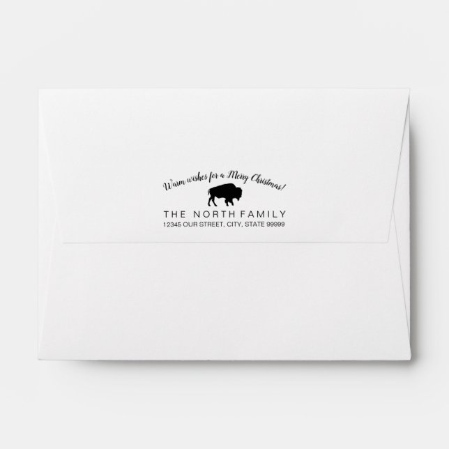 Buffalo Plaid Warm Wishes Black & White ID603 Envelope (Back (Top Flap))