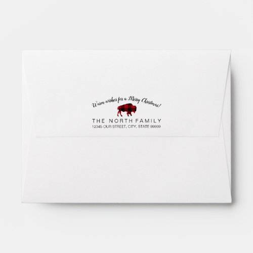 Buffalo Plaid Warm Wishes Red Black ID603 Envelope