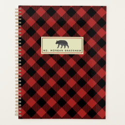 Buffalo Plaid Watercolor Bear Personalized Planner