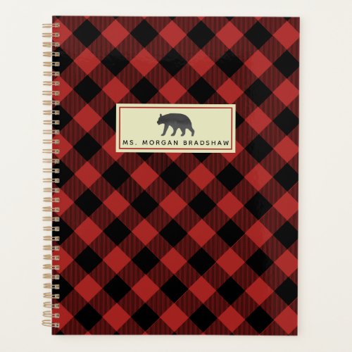 Buffalo Plaid Watercolor Bear Personalized Planner