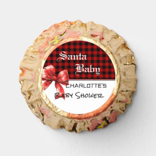 Buffalo Plaid Watercolor Red Bow Baby Shower Reese's Peanut Butter Cups