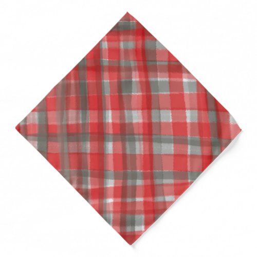 Buffalo plaid watercolor tartan red gray check   bandana