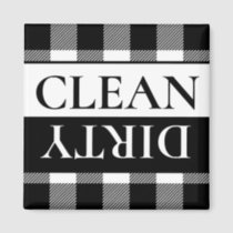 Buffalo Plaid White Black Dirty Clean Dishwasher Magnet