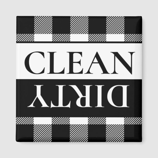 Buffalo Plaid White Black Dirty Clean Dishwasher Magnet