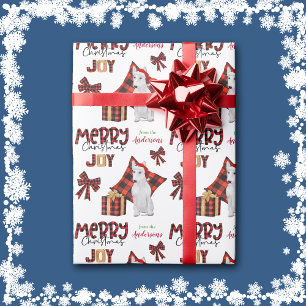 Buffalo Plaid White Bull Terrier Dog Christmas Wrapping Paper