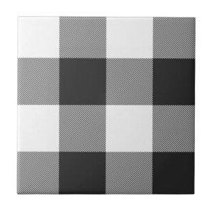 Buffalo Plaid White Tartan Plaid Pattern Ceramic Tile