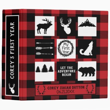 Buffalo Plaid  Wilderness  Baby's First Year Album 3 Ring Binder by TiffsSweetDesigns at Zazzle