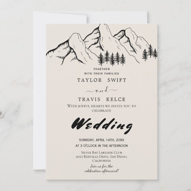 Buffalo Plaid Wilderness Wedding Invitation (Front)
