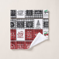 Red Black Lumberjack Buffalo Plaid Pattern Bath Towel Set, Zazzle