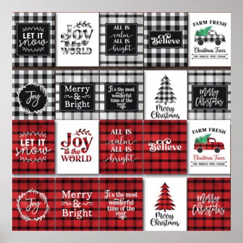 Buffalo Plaid with Christmas Quotes Poster