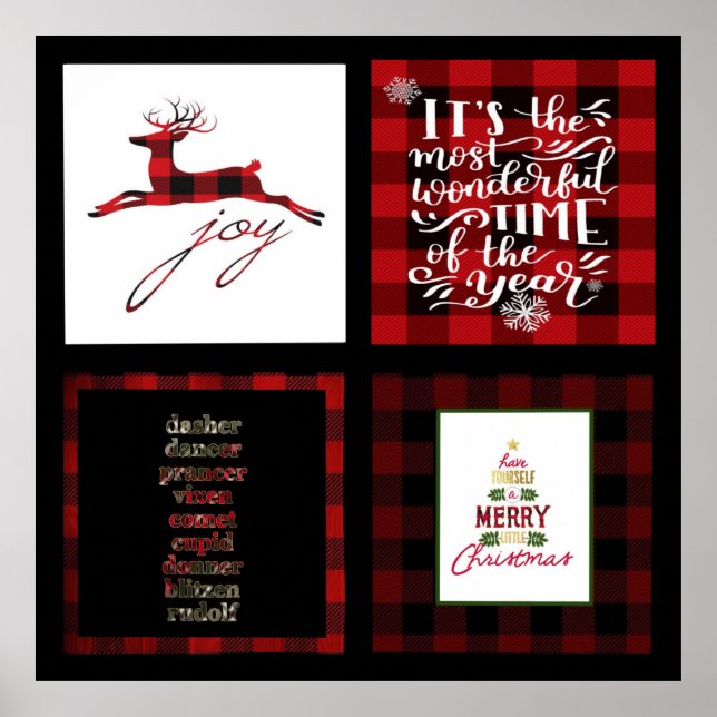 Buffalo Plaid with Christmas Quotes Poster (Front)