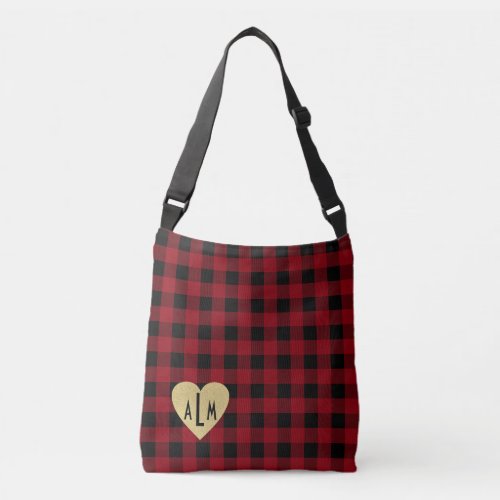 Buffalo Plaid with Monogram Heart Crossbody Bag