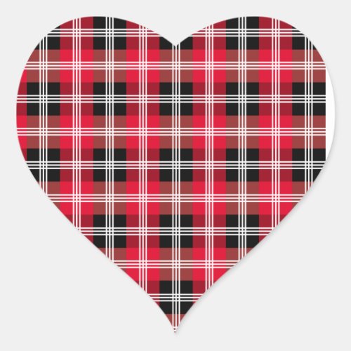 Buffalo plaid with white stripes heart sticker