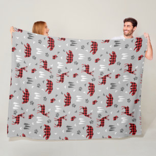 Buffalo Plaid Woodland Animals Pattern Fleece Blanket