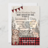 Buffalo Plaid Woodland Baby Shower by mail Invitation (Front)