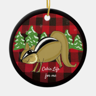 Buffalo Plaid Woodland Cabin Life Ceramic Ornament