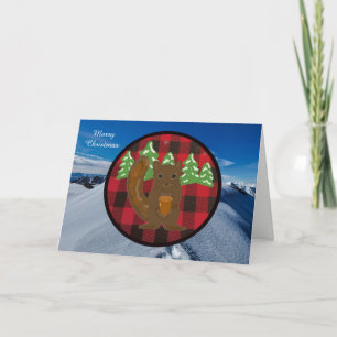 Buffalo Plaid Woodland Christmas Card